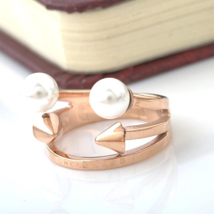 Punk Fashion Jewelry Stainless Steel Personalized Pearl Finger Ring