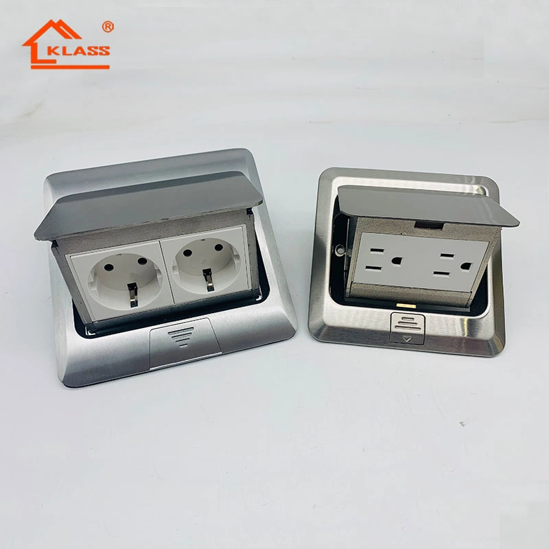 UK Style 13A 220V Wholesale/Supplier Stainless Steel Floor Socket with Telephone & Network