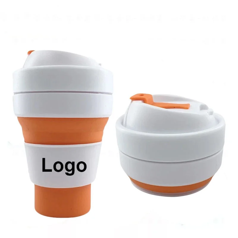 Tasse à café portable en silicone pliable de 12 oz avec tasse Creative Couvercle