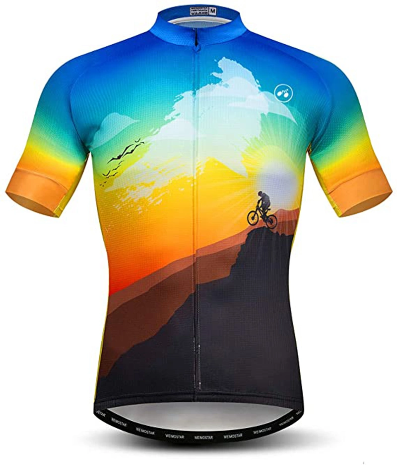 Zipper up Custom Men Cycling Jersey Sublimation Print Cycling Wear with Anti-Bacterial