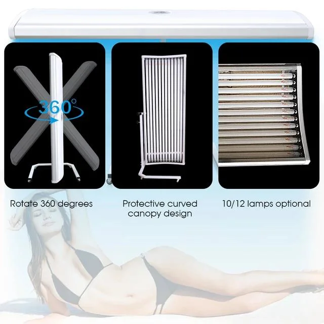 Tanning Salons Solarium Machine W1 Home Use UV Light Lying Sunbath Equipment Horizontal Designed 360 Degree Rotation Sunbed