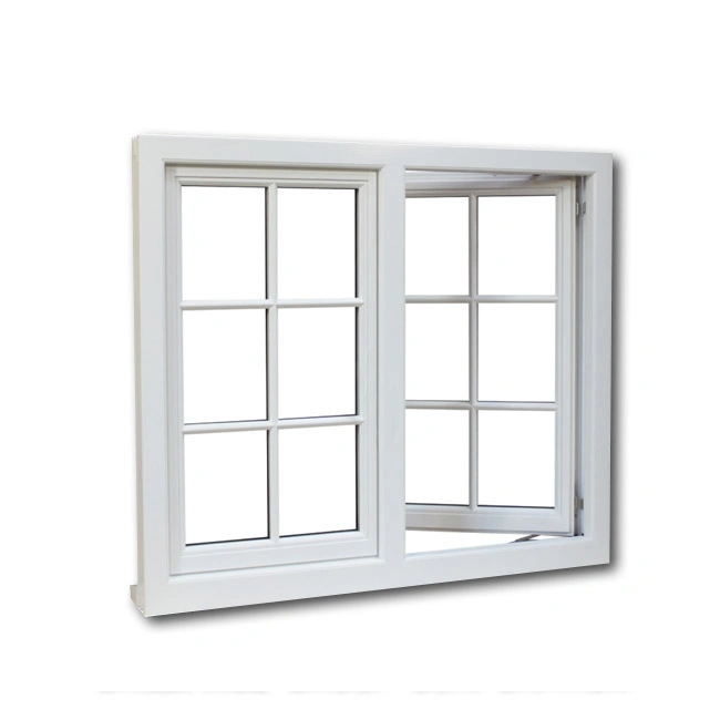 High Standard PVC Casement Window Swing Grill Window for Kitchen