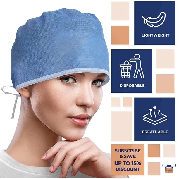 Instrument médical de la poussière jetables Non-Woven OEM Strip Pac couvercle à tête ronde / Hair Net les chapeaux de MOB CE/FDA