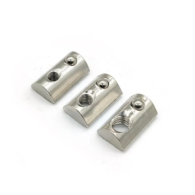 Steel Zinc M4/M5/ M6/M8 Thread Square Base T Nuts 10 Slot Slide in T-Slot Nuts with Ball Spring