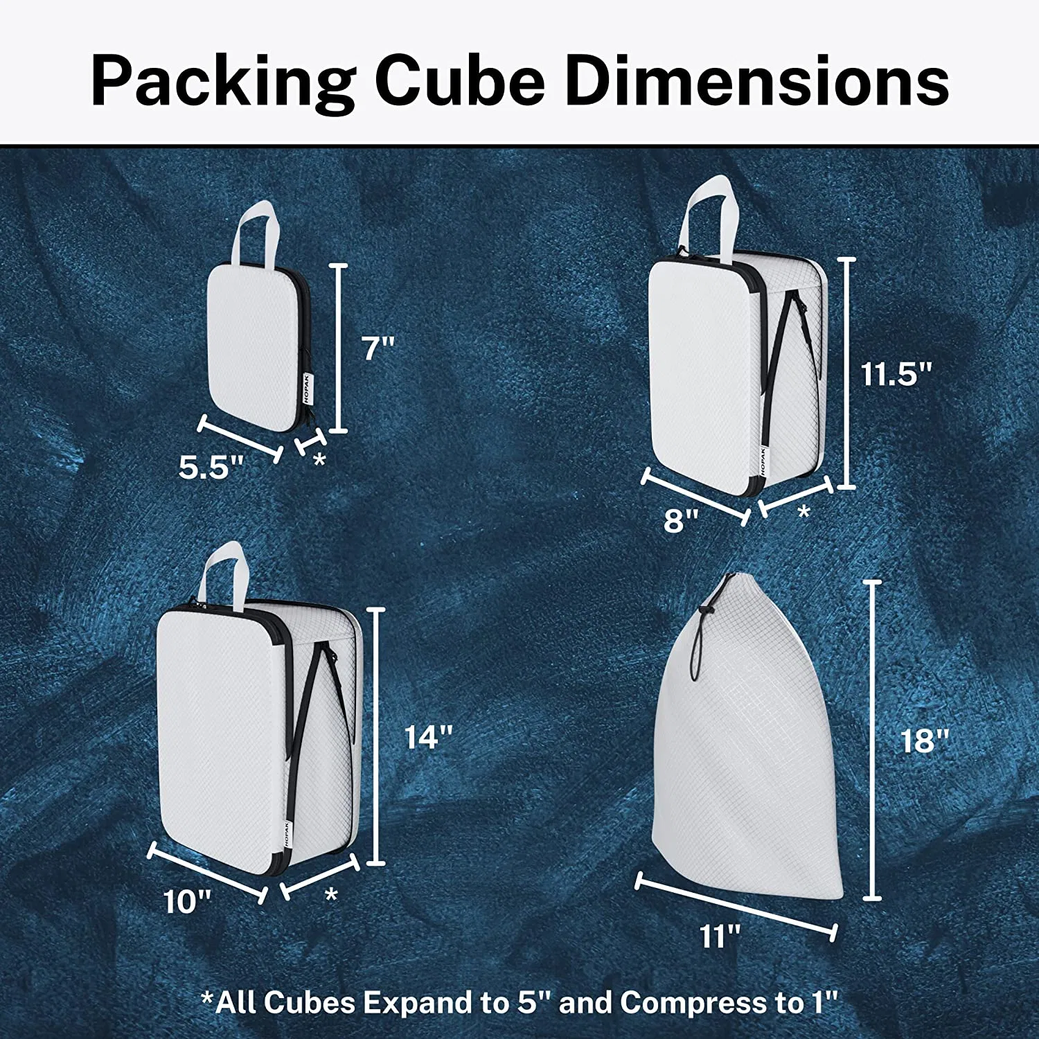 3PCS Luggage Sets with Drawstring Bag - Double Zipper Compression System Packing Cubes for Travel - Storage Cubes