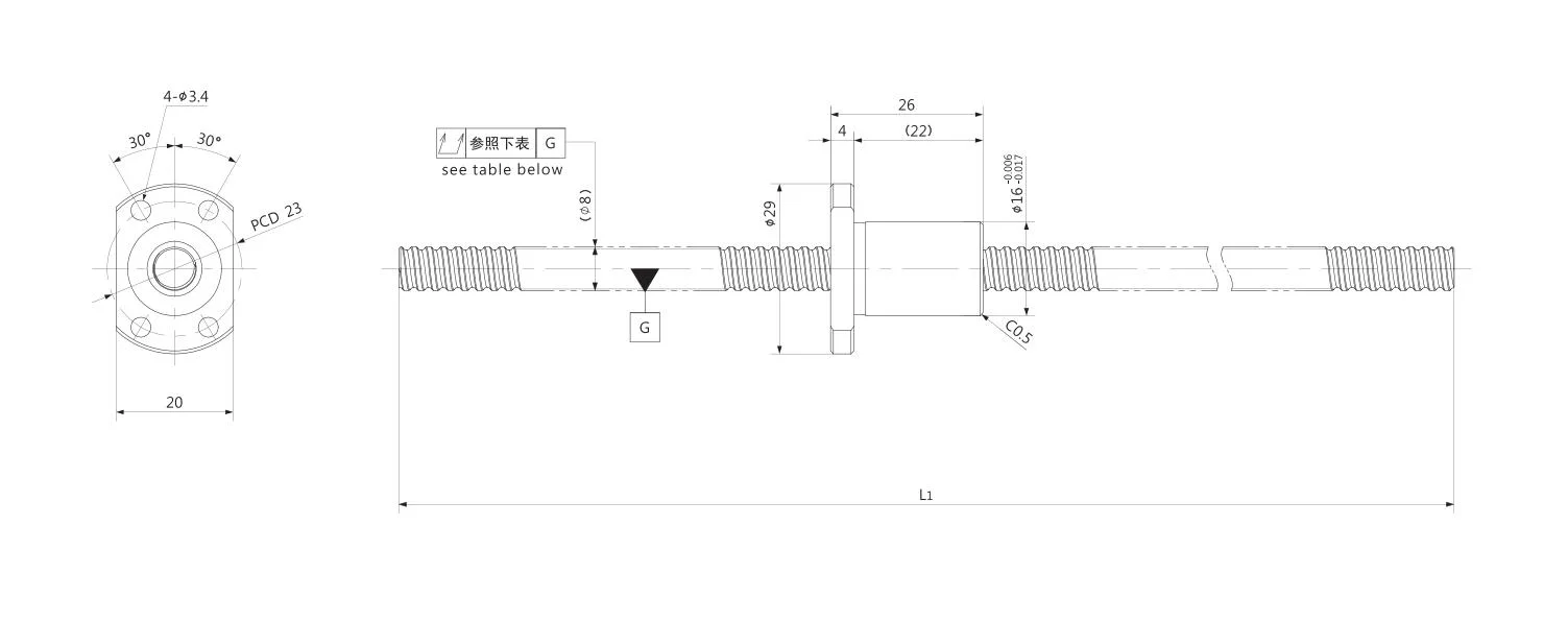 Kgg C10 Rolled Thread Ball Screw for Building Curtain Wall (GSR Series, Lead: 2.5mm, Shaft: 8mm)