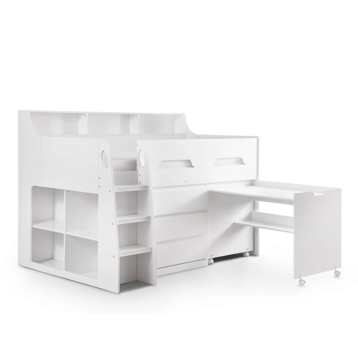 Moderne Anpassung OEM ODM Multi-funktionale White Bed Schlafzimmer Möbel Kinder Kinderbettmöbel MDF Etagenbett mit Schrank Schreibtisch