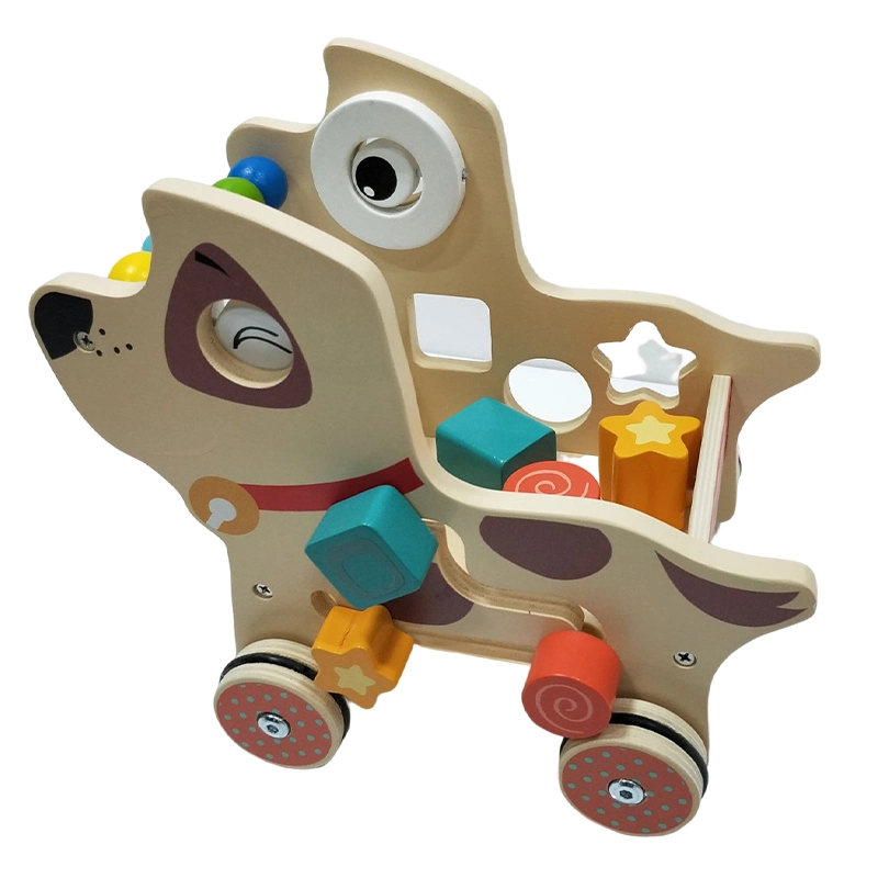 Intellectual & Educational Wooden Shape Sorter Pull Along Dog