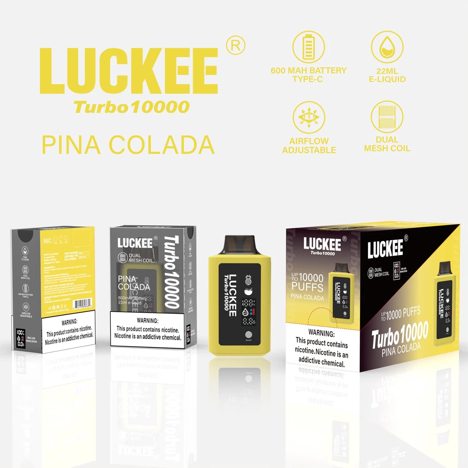 الولايات المتحدة الأمريكية بالجملة Luckee Turbo 10000 مأوخ السجائر الإلكترونية vape Hookah شيشة قلم القرد القابل للاستخدام