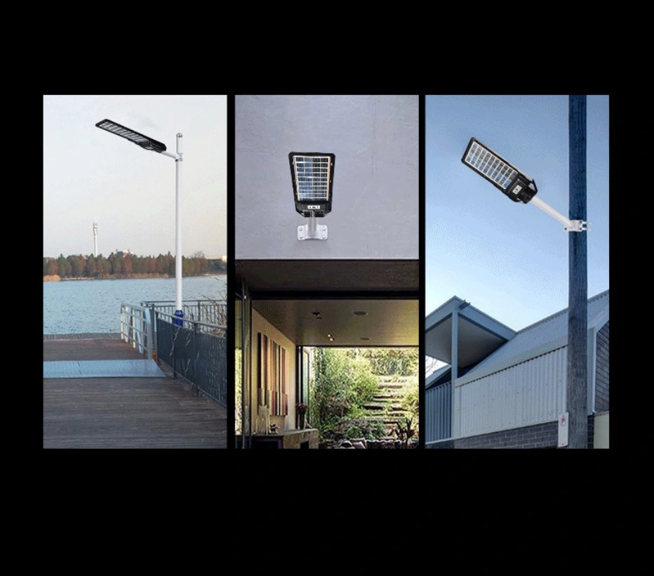 Lampes solaires à LED à économie d'énergie IP65 étanches 50 100 150 Éclairage urbain à LED avec pôle, télécommande, 200 250 watts