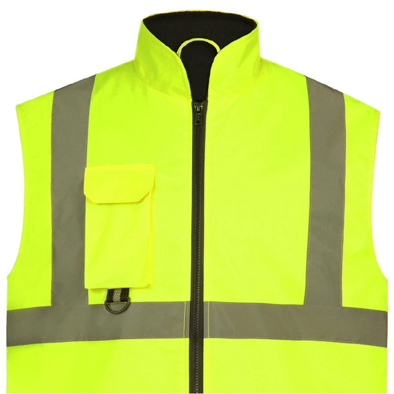 Custom Hi Vis Waterproof Composite Polar Fleece Men Vest Multi-Pocket Traffic Reflective Safety Vest