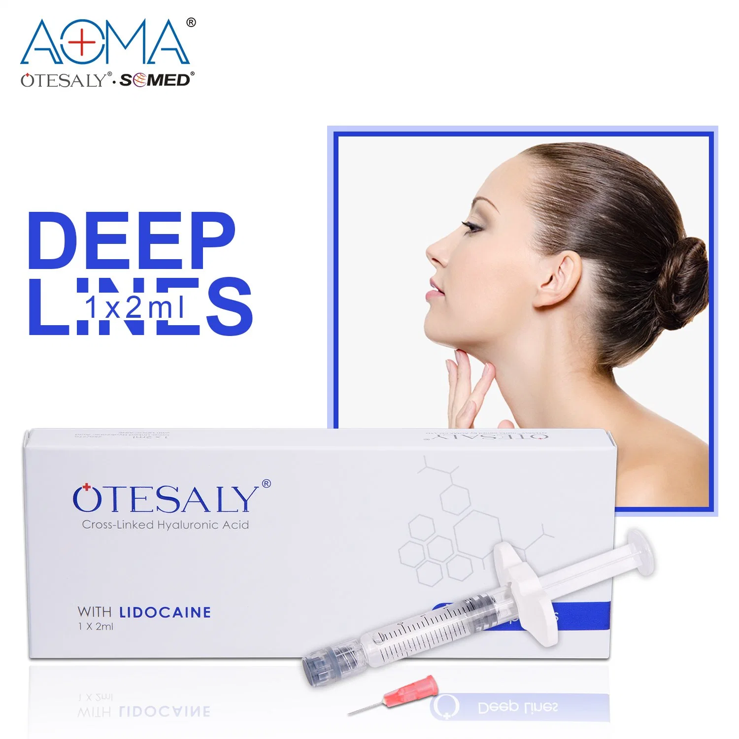 Otesaly 2ml de relleno dérmico de ácido hialurónico con Lido para Anti-Wrinkles