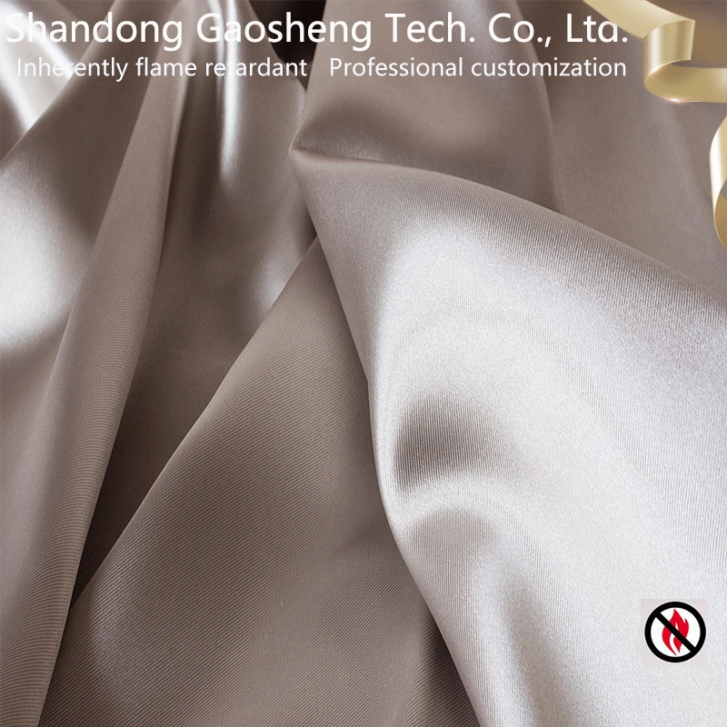 Factory Directly Sales Silk Like Polyester Home Textile Fire Retardant Satin Fabric for Hotel Curtain