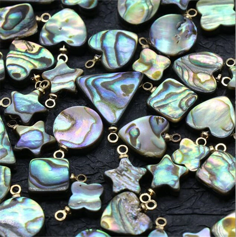 Abalone Four-Leaf Flower Love Oval Triangle Square Small Pendant DIY Bracelet Necklace Earrings Jewelry Accessories