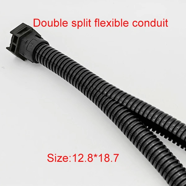 Conduit flexible double fendu en nylon PA6 PA-Ad20 (12.8 x 18,7 mm)