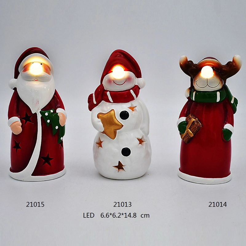 هدية كريسماس فاحتة، إضاءة LED مواجهة لكاس سانتا، ديكور منزلى من السيراميك