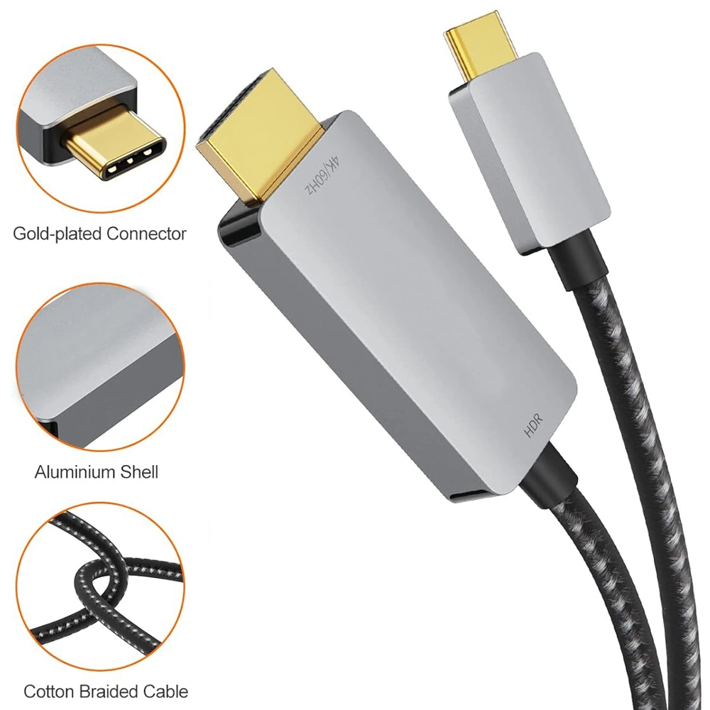 Cabo USB-C tipo C Kolorapus de alta velocidade 4K a 60 Hz para HDMI Para ligar o telefone ao televisor HDTV