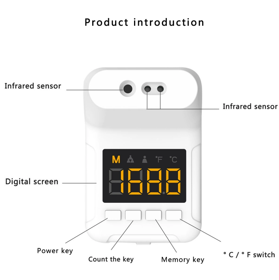 La alta temperatura sin contacto exterior interior Thermodetector frente Termómetros infrarrojos termómetros del cuerpo humano Tester