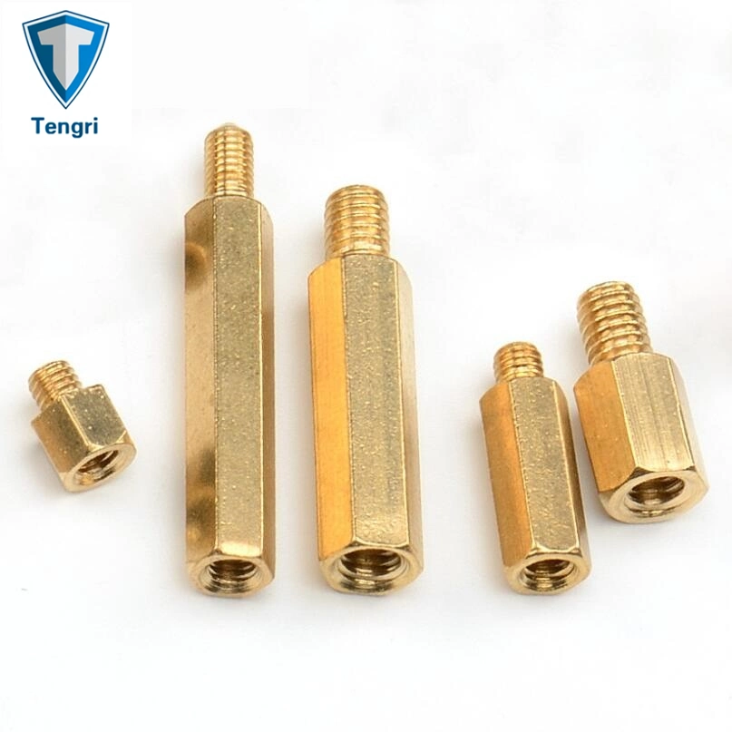 Torno CNC de latón de alta calidad el perno prisionero hexagonal tornillos separadores separadores masculino femenino adaptadores de rosca de tornillo hexagonal separadores