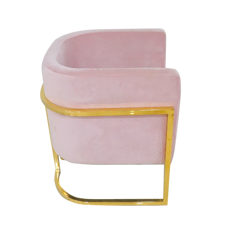 Wholesale/Supplier Home Furniture Classical Velvet Single Mini Sofa Gold Chrome Metal Frame Restaurant Bedroom Chair