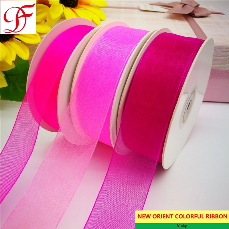 100% Nylon Großhandel Organza Band Grosgrain Satin Double Face Ribbon Hanf-Band Metallic-Band für Hochzeitsdekoration / Geschenke / Verpackung / Verpackung / Kleidung