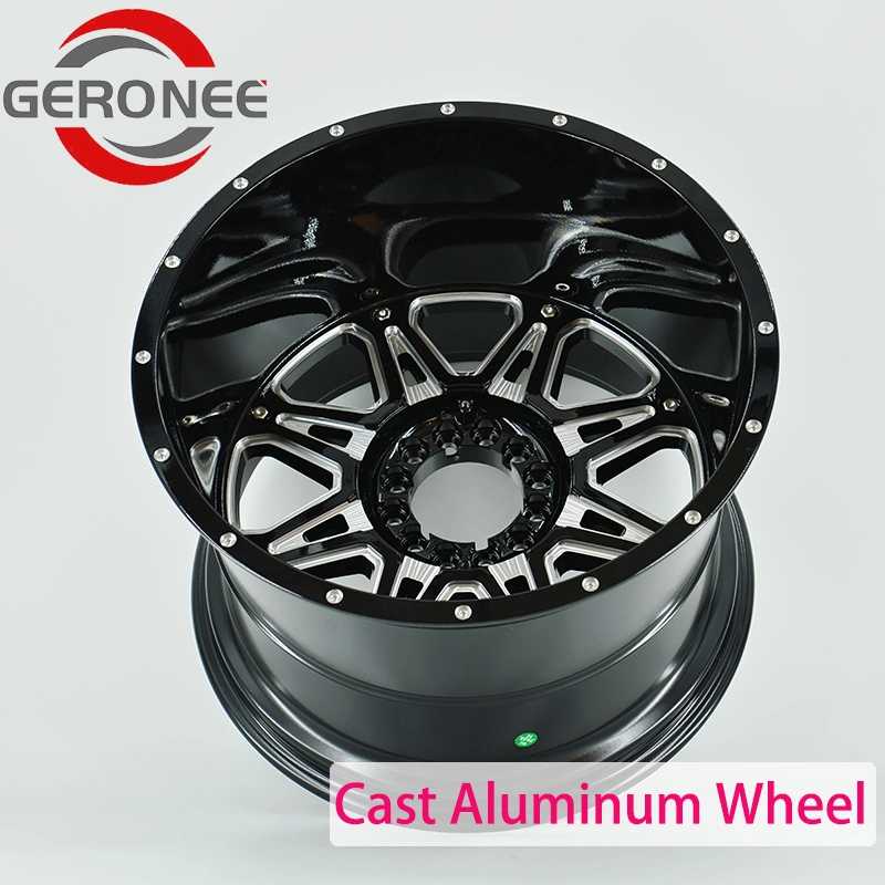 Casted Alloy Wheels Model (024-2) 12*5 12X5.0 Et30 Multi PCD8*100*114.3 CB73.1 Black with Lip Machine Aluminum Rims for Mini Cars