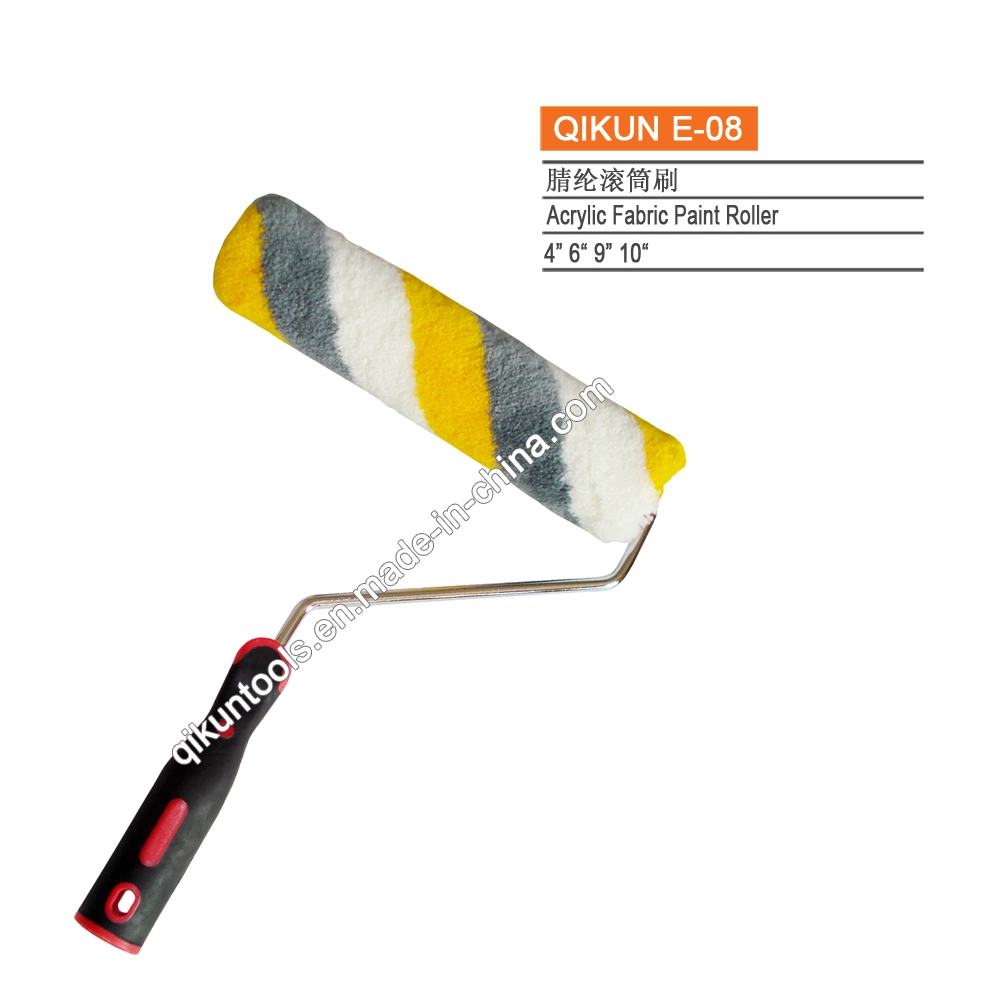 E-05 Hardware Decorate Paint Hand Tools White with Yellow Strips Acrylic Fabric Paint Roller