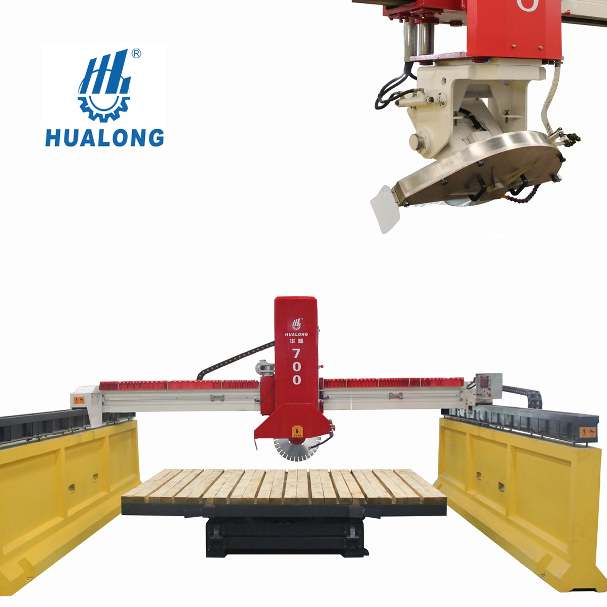 Hualong Stone Machinery Hlsq-700 Infrared Granite Marble Bridge Saw Cutter Slab Cutting Machine with Tilt Table for Sale