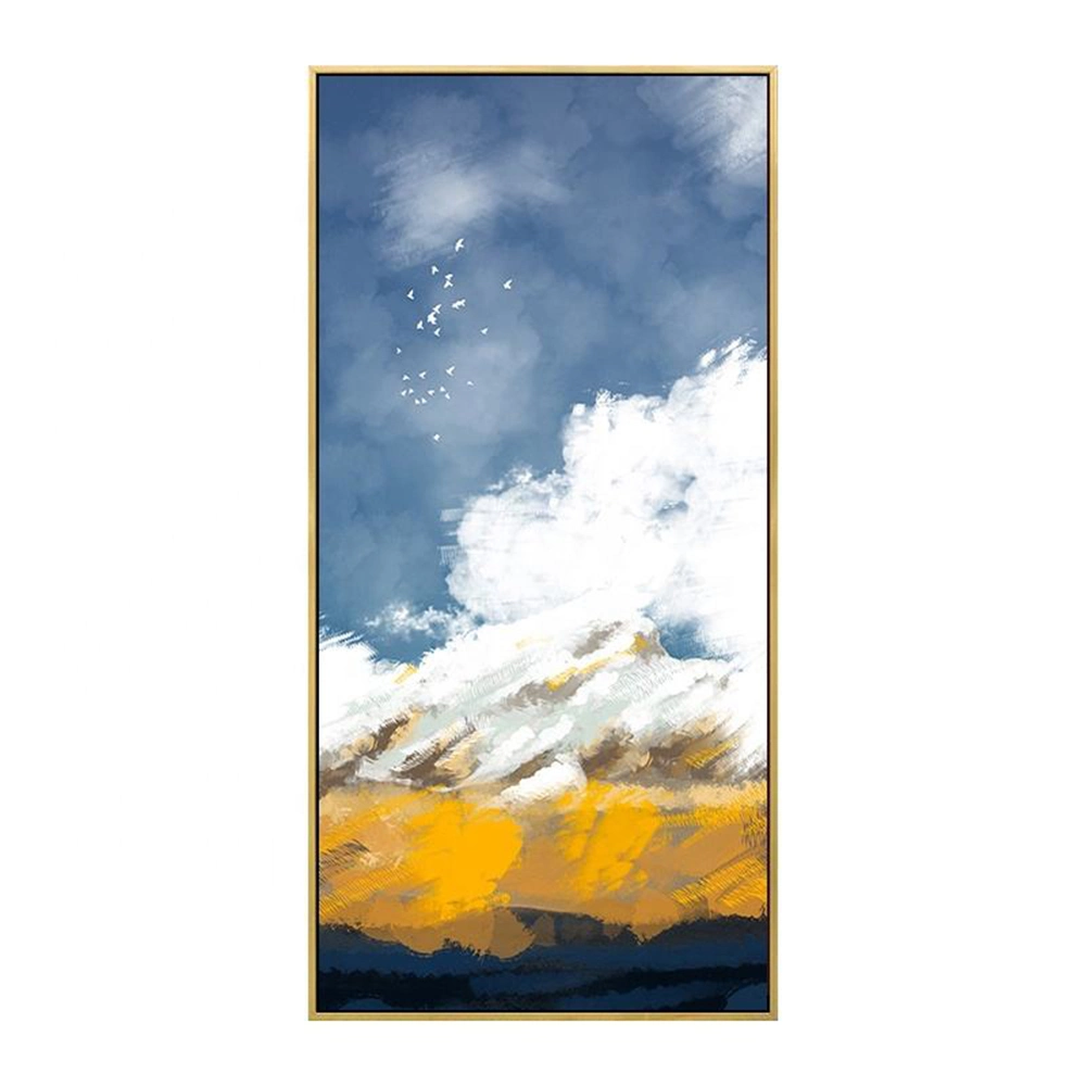 Estilo moderno simples Blue Sky e nuvens brancas mão abstrata Pintura a óleo