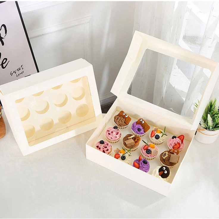 White Paperboard Cake Box, China Wholesales Eco-Friendly Recyclable Paper Packaging Food Box