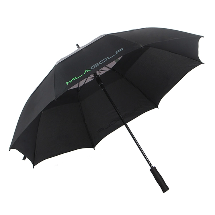 Anti UV Advertising Promotion Beach Windproof Double Vent Layers Black Auto Open Rain Sun Golf Umbrellas for Outdoor