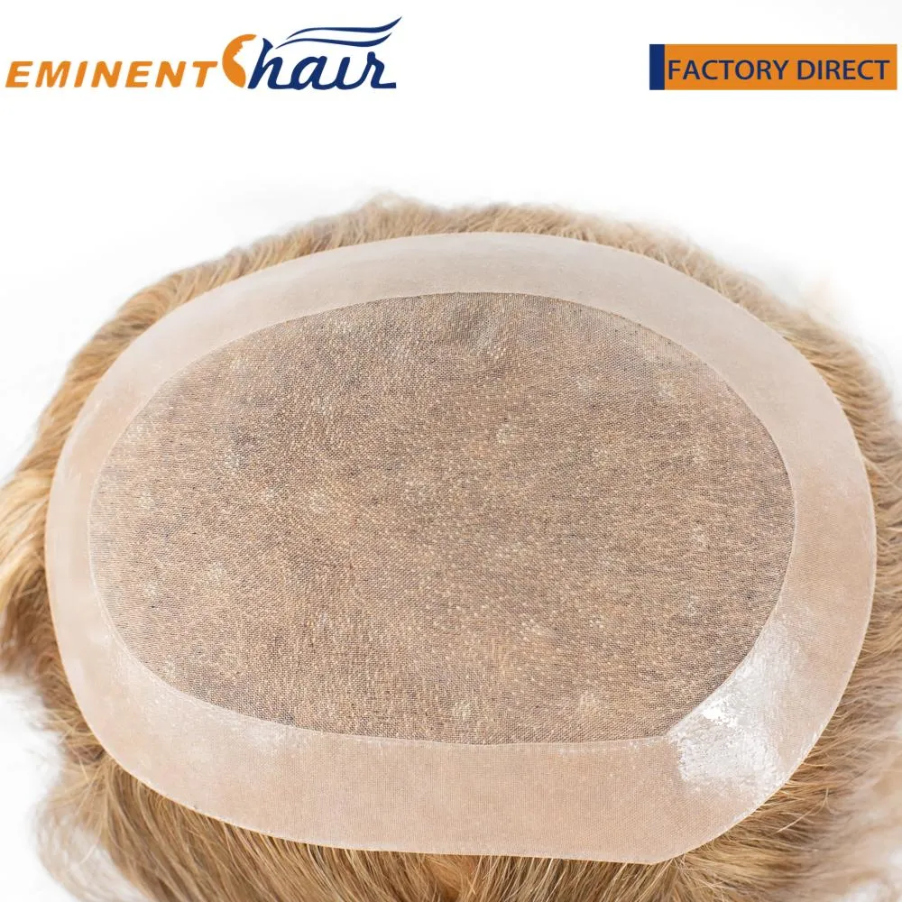 Custom Human Hair Blond Fine Mono with PU Coated Wig