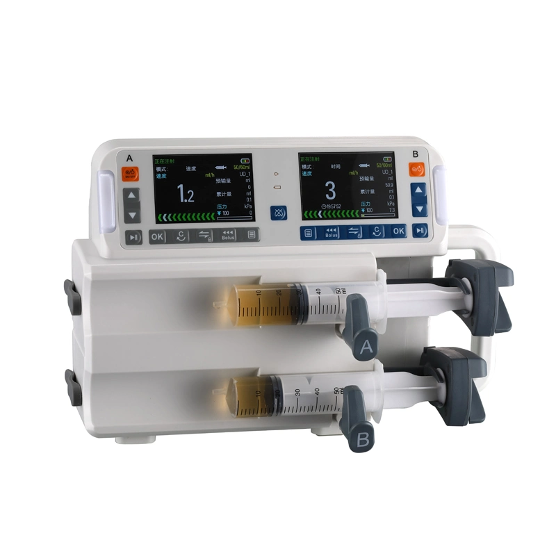 Cheap Price Medical Dual Syringe Pump with Double Channels for Hospital