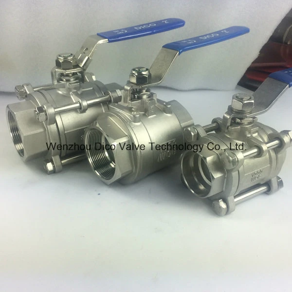 Dico Gas Oil Water 1000psi Full Bure CF8/CF8m/Wcb Bsp BSPT End 3PC Ball Valve