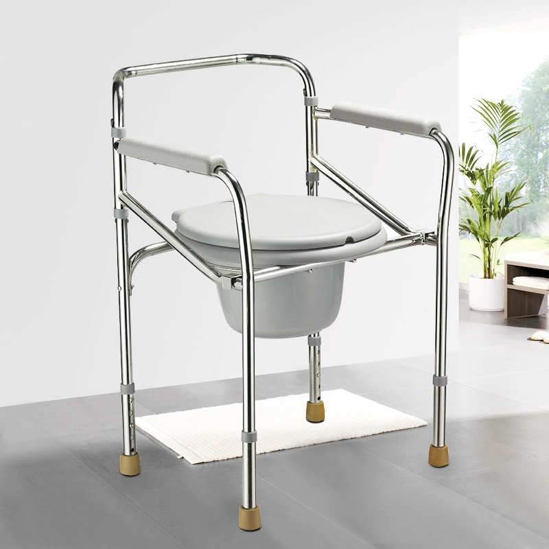 Convenient Nursing Steel Foldable Toilet Commode Chair for Adults