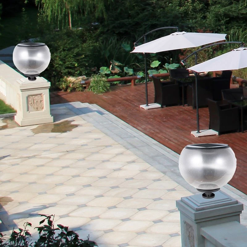 Ball Shape Solar Outdoor Lighting Garden Lawn Light LED Pillar Lighting