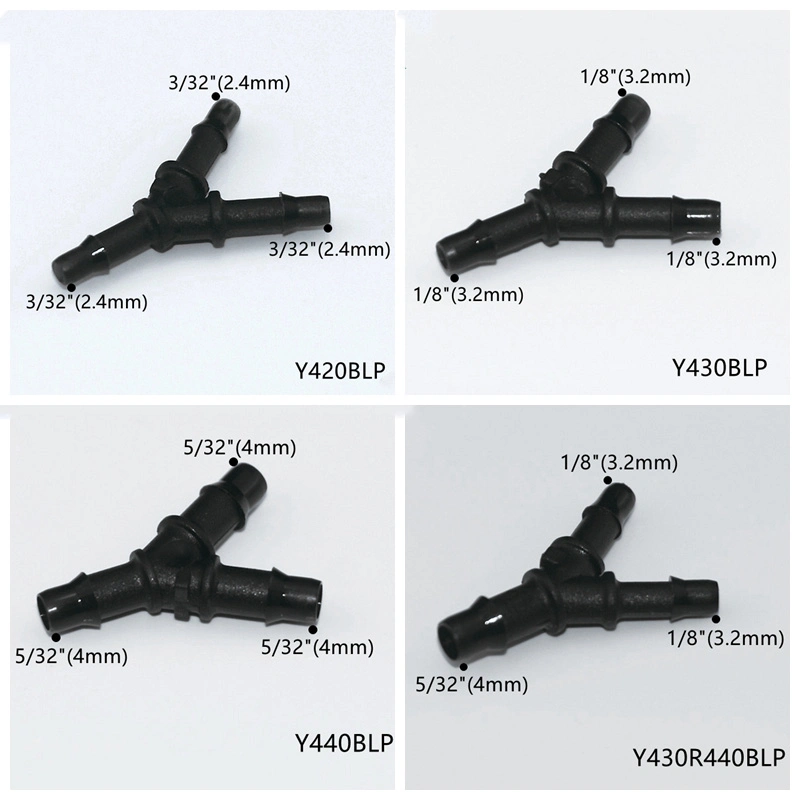 Natural Polypropylene 3/32 Inch 2.4mm Easy Assembly Hose Barb Wye Joint Y Shape Pipe Fitting Water Air Hose 3 Ways Equal Barb Tube Connectors