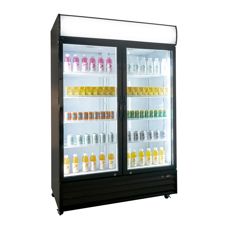 Supermercado comercial puerta de cristal Mostrar nevera de bebidas del refrigerador vertical escaparate equipos refrigeradores