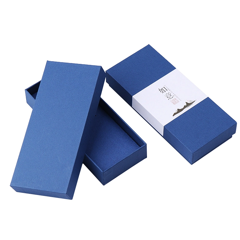 Hot Sale Custom Blue Printed Luxury Hard Cardboard Paper Pen Bookmark Business Gift Packaging Box