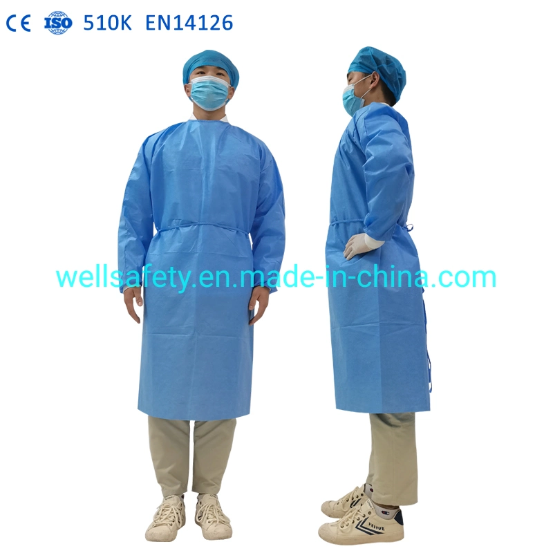 ANSI/AAMI Level 2 Level 3 Level 4 Washable Durable Disposable Non Woven Gown Disposable Waterproof Isolation Gown for Doctor FDA, CE, SGS, En13795@Minnie