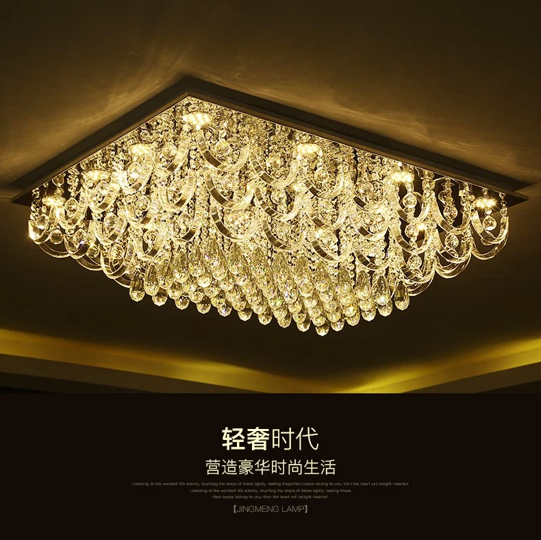 Crystal Light LED Living Room Lamp Bedroom Modern Rectangular Ceiling Lamp Lighting