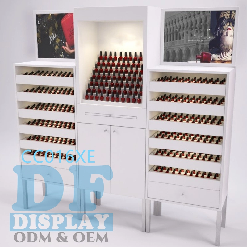 Nail Polish Display Rack Floor Stand Nail Polish Display Cabinets Make up Display Case for Shop Cosmetic Display Nail Polish Counter Display Stand