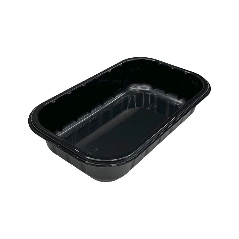 China Food Packaging Box Black Kunststoff Lebensmittel-Container Cpet Bereit Tablett