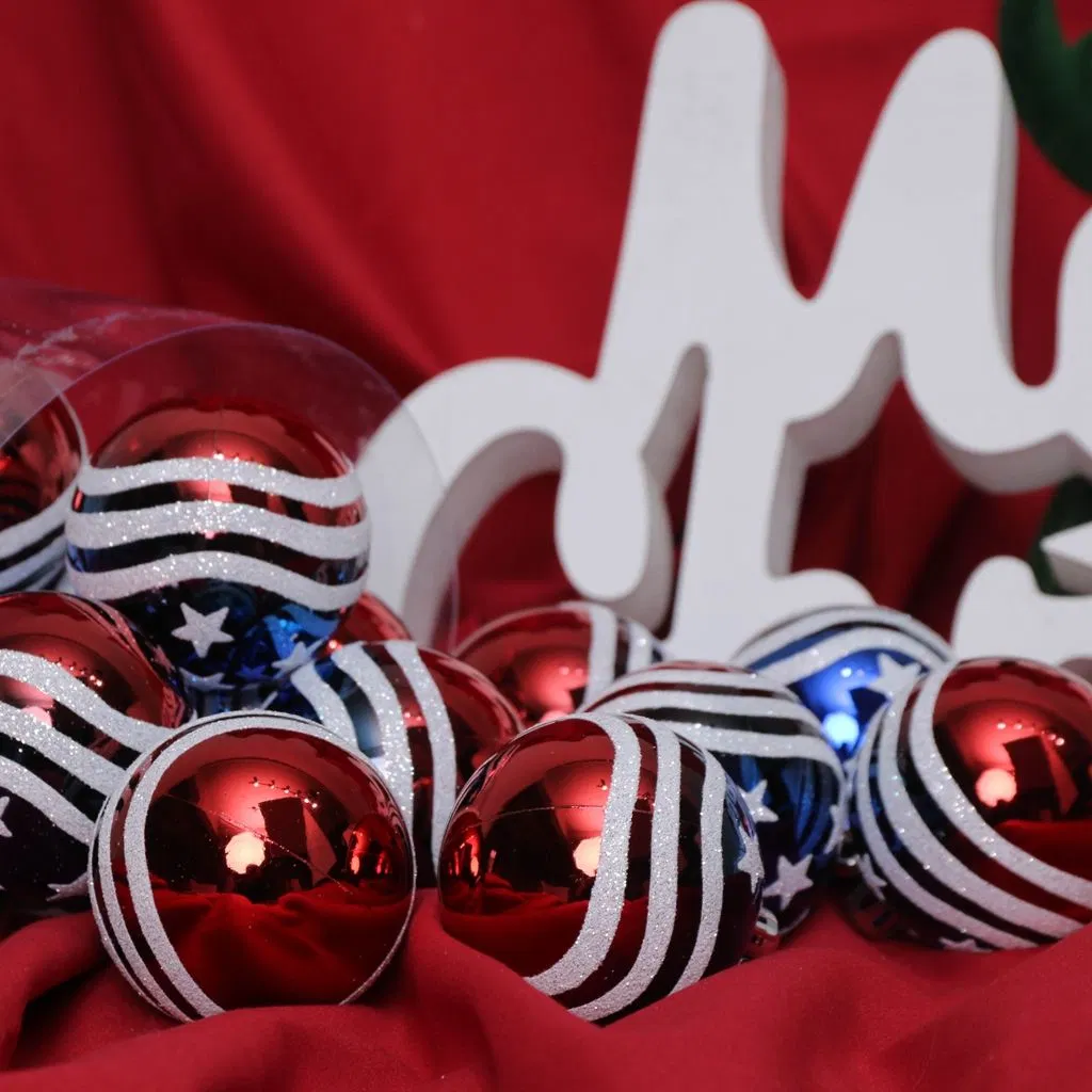 Christmas Plastic Ball Painted Stars and The Stripes Adornos De Navidad