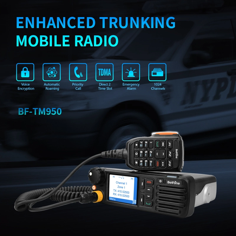 Belfone Bf-TM950 Enhanced Trunking Mobile Radio Full Duplex Call Full Duplex Call 50W Mouted Radio with GPS