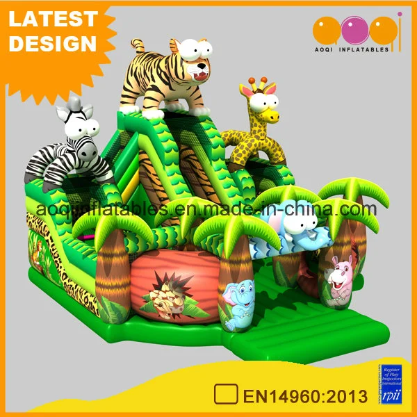 Safari Fun City Inflatable Animal Amusement Park with Slide (AQ01761)
