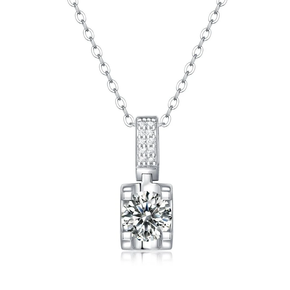 Moissanite 1carat Gemstone in Sterling Silver Jewelry Pendant P8211