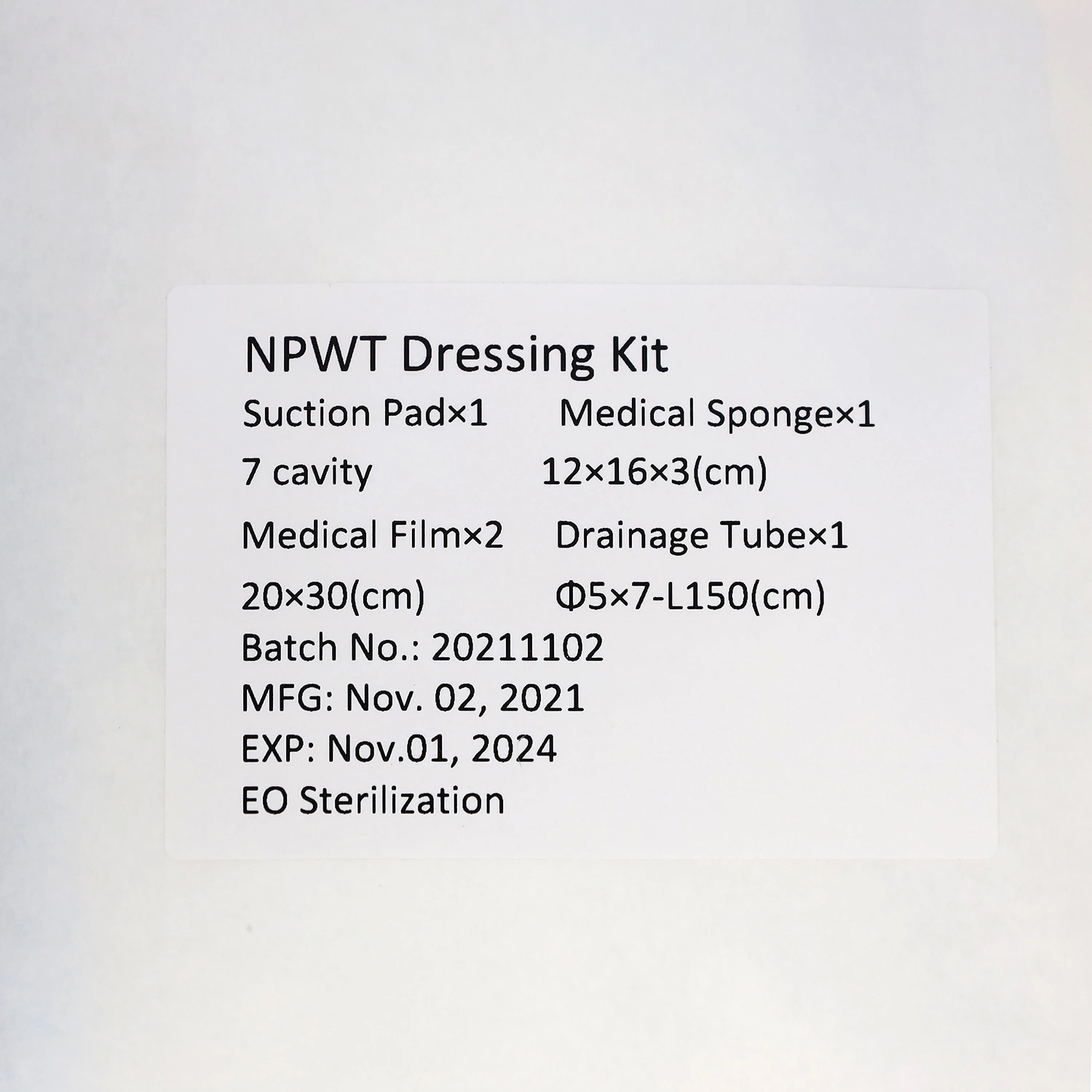 Apósito absorbente Npwt personalizada Formulario de Alta Presión negativa de la terapia de la herida vestirse