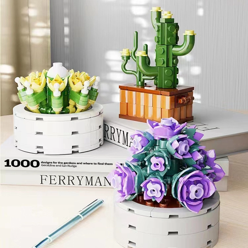 Hot Sale plantas pequeñas Granule bloques de construcción Toy Children Educational Juguetes niños cumpleaños pequeños regalos 6 estilos edificio de educación mixta Ladrillo