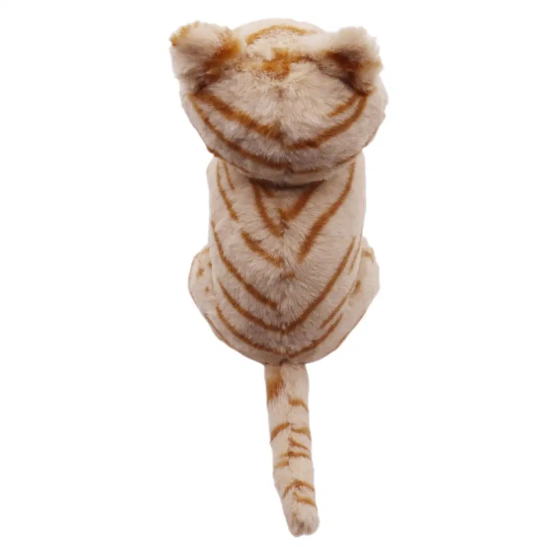 Promotion Tabby Cat Orange Stripes 24cm (H) Sitting Cat Soft Plush Toys for Kids Plastic Nose White Paws Home Stuffed Animal Toy